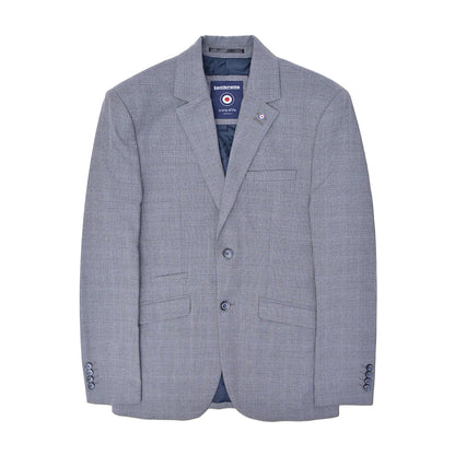 Grey - Front - Lambretta Mens Dawson Checked Blazer