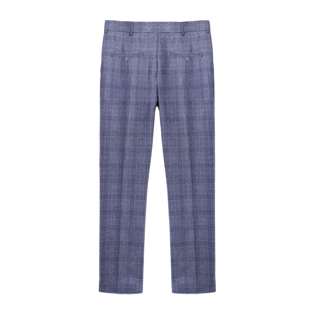 Slate - Back - Lambretta Mens Bradley Checked Suit Trousers