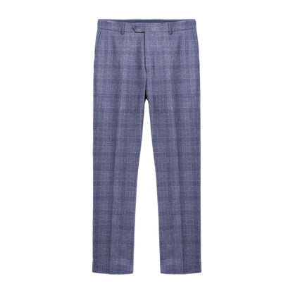 Slate - Front - Lambretta Mens Bradley Checked Suit Trousers