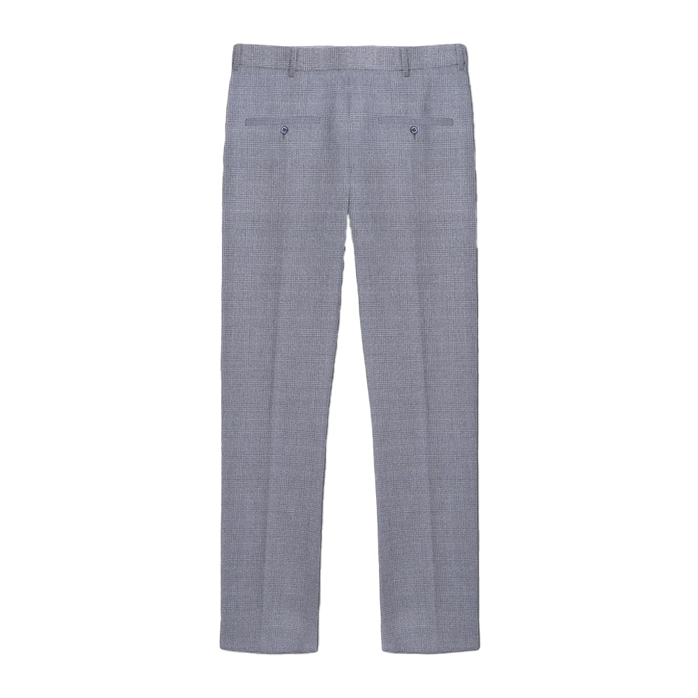 Grey - Back - Lambretta Mens Dawson Checked Suit Trousers