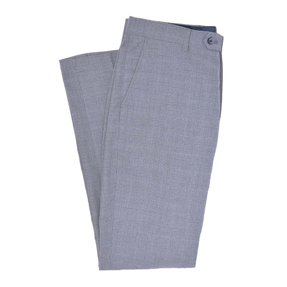 Grey - Side - Lambretta Mens Dawson Checked Suit Trousers