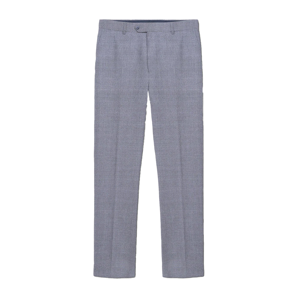 Grey - Front - Lambretta Mens Dawson Checked Suit Trousers