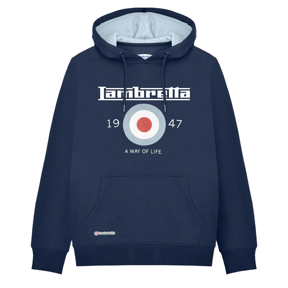 Navy - Front - Lambretta Mens AW24 Target Hoodie