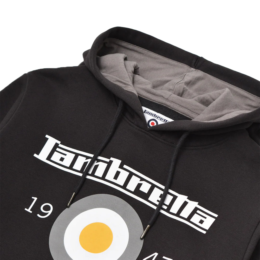 Black - Side - Lambretta Mens AW24 Target Hoodie