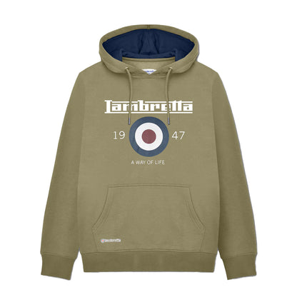 Khaki Green - Front - Lambretta Mens AW24 Target Hoodie