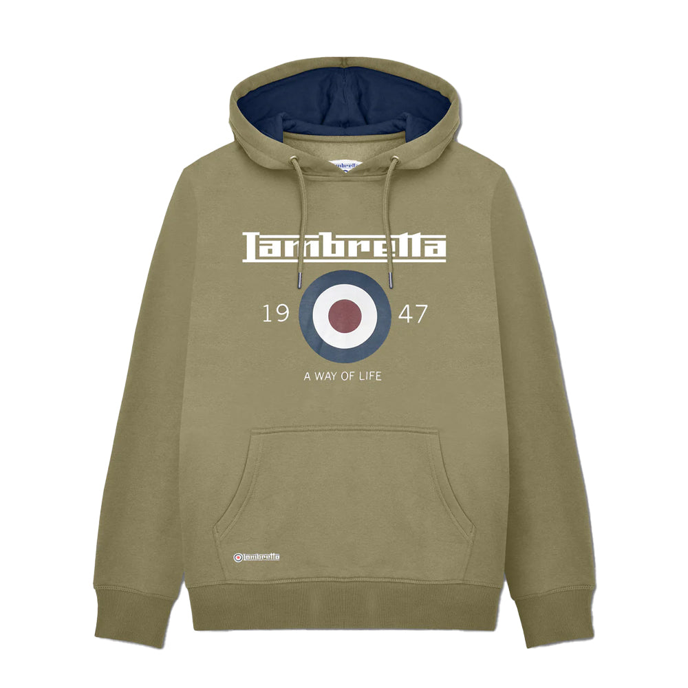 Khaki Green - Front - Lambretta Mens AW24 Target Hoodie