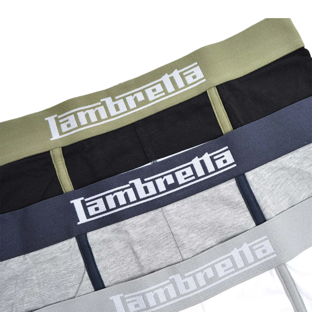 Black-Grey-White - Back - Lambretta Mens Classic Boxer Shorts (Pack of 3)