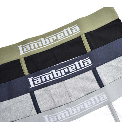 Black-Grey-White - Back - Lambretta Mens Classic Boxer Shorts (Pack of 3)