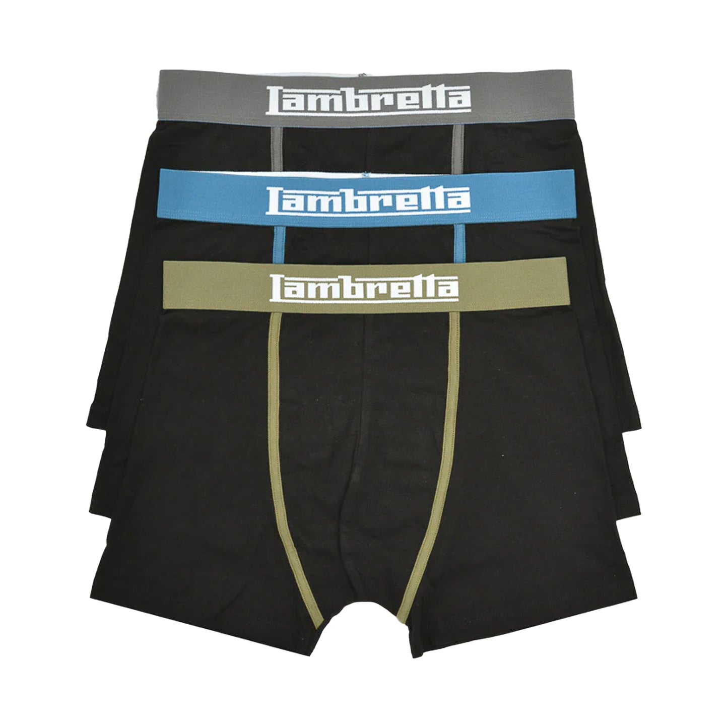 Black - Front - Lambretta Mens Classic Boxer Shorts (Pack of 3)