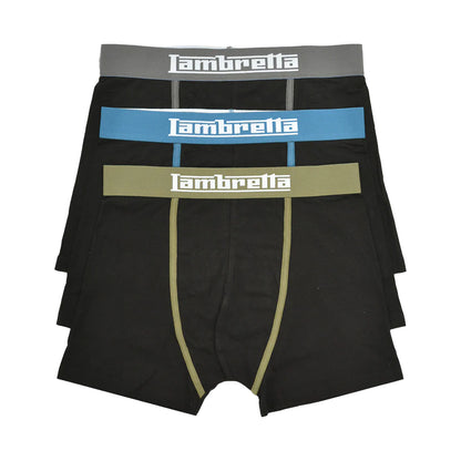 Black - Front - Lambretta Mens Classic Boxer Shorts (Pack of 3)