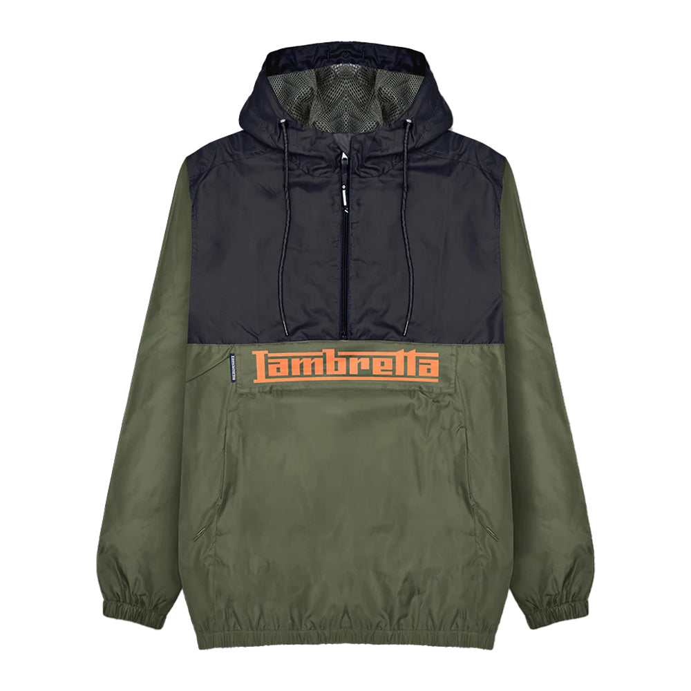 Khaki Green-Black - Front - Lambretta Mens Scooter Overhead Jacket