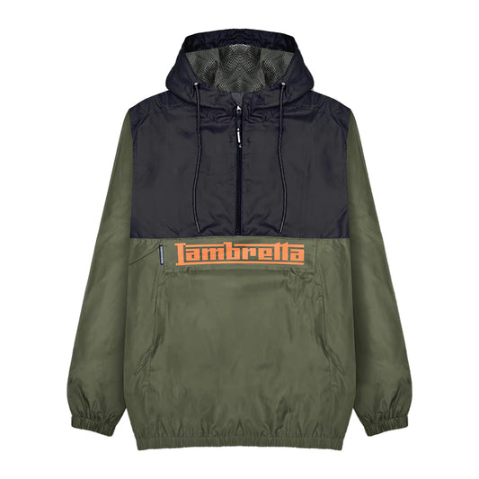 Khaki Green-Black - Front - Lambretta Mens Scooter Overhead Jacket