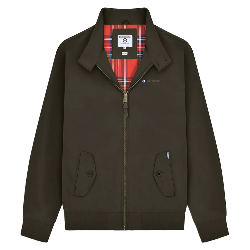 Khaki Brown - Front - Lambretta Mens Shower Resistant Harrington Jacket