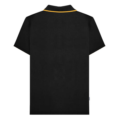 Black-Gold - Back - Lambretta Mens Paisley Lined Polo Shirt