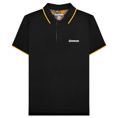 Black-Gold - Front - Lambretta Mens Paisley Lined Polo Shirt