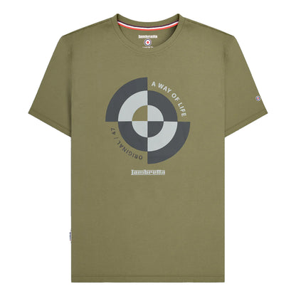 Khaki Green - Front - Lambretta Mens Target Quadrant T-Shirt