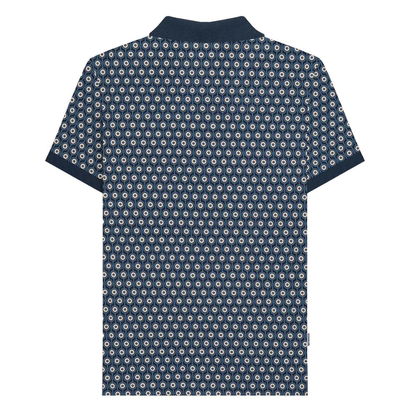 Navy-Silver - Back - Lambretta Mens Roundel Geometric Big & Tall Polo Shirt