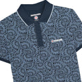 Navy-Dusky Blue - Side - Lambretta Mens AW24 Paisley Tonal Polo Shirt