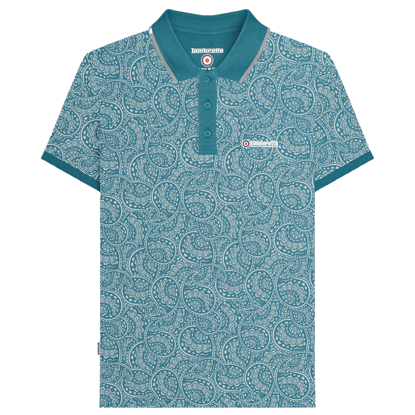 Gulf Coast - Front - Lambretta Mens AW24 Paisley Tonal Polo Shirt