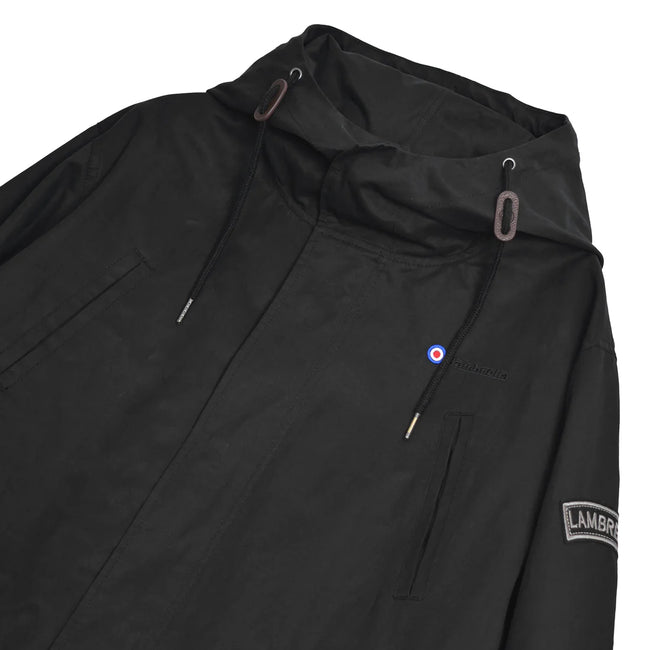 Black - Side - Lambretta Mens Shower Resistant Parka