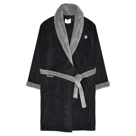 Black-Grey - Front - Lambretta Mens Luxury AW24 Dressing Gown