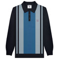 Navy - Front - Lambretta Mens AW24 Vintage Panelled Long-Sleeved Polo Shirt