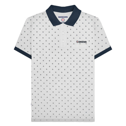 White-Navy - Front - Lambretta Mens AW24 Target Polo Shirt