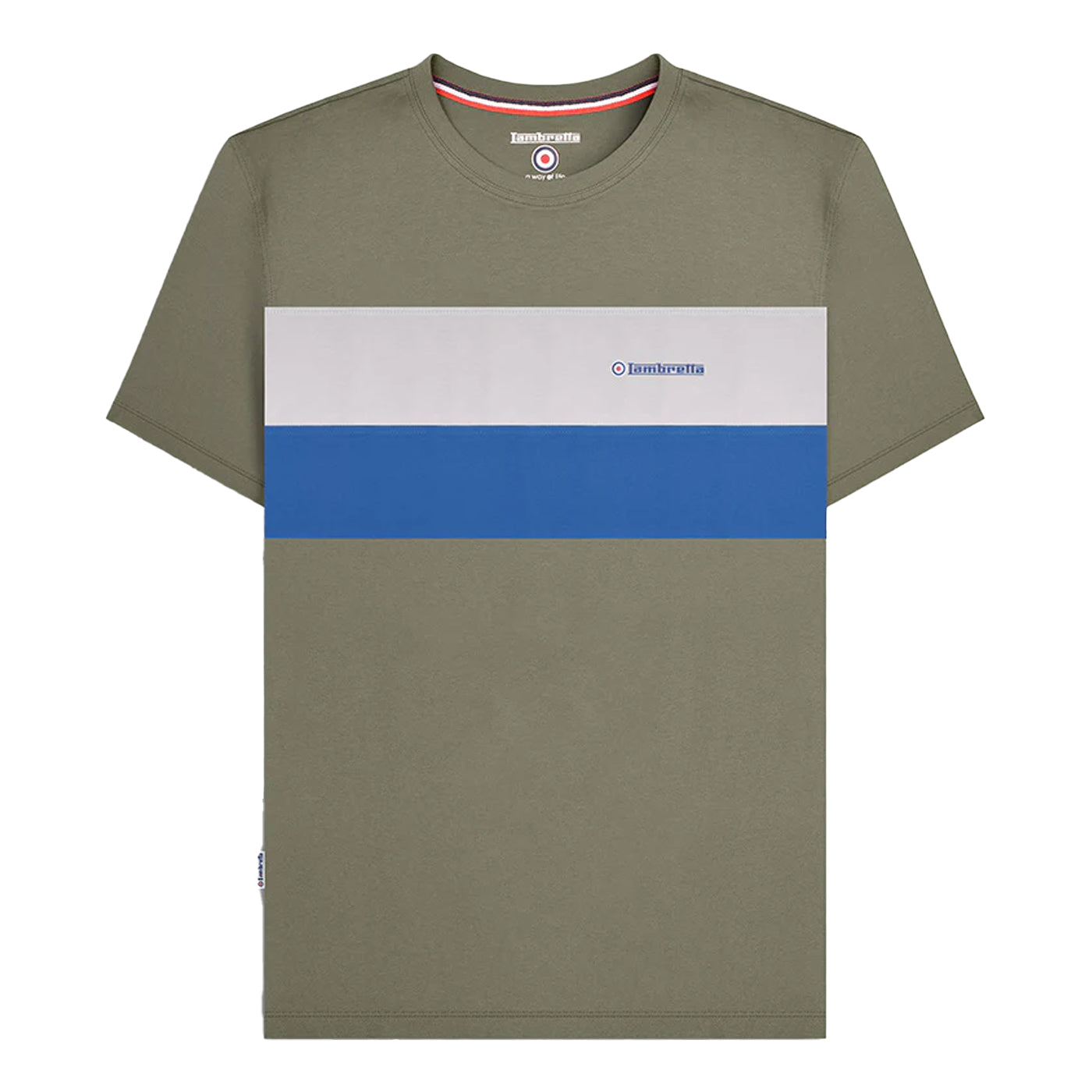 Khaki Green - Front - Lambretta Mens Panelled Short-Sleeved T-Shirt