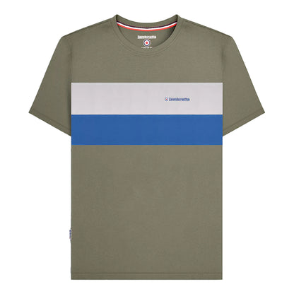 Khaki Green - Front - Lambretta Mens Panelled Short-Sleeved T-Shirt
