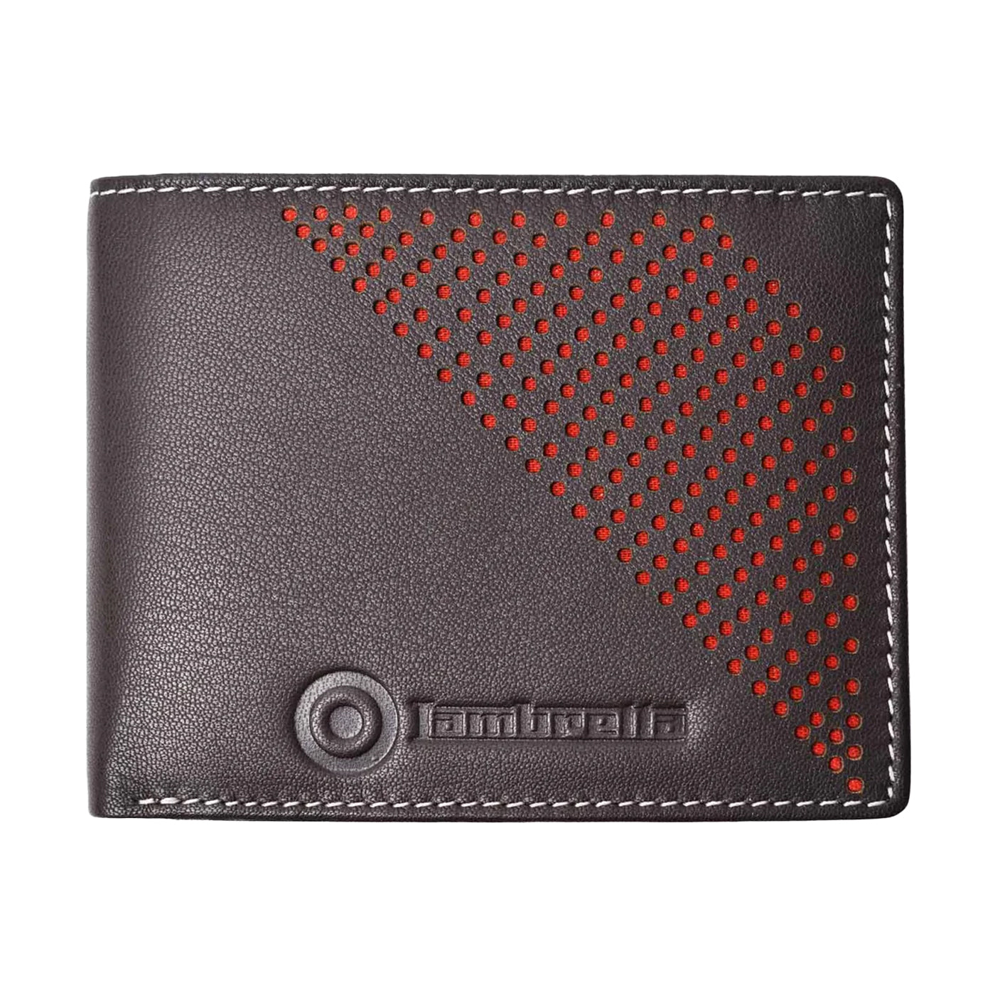 Dark Brown - Front - Lambretta Punched Leather Wallet