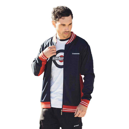 Navy-Red-White - Side - Lambretta Mens Vintage Track Jacket