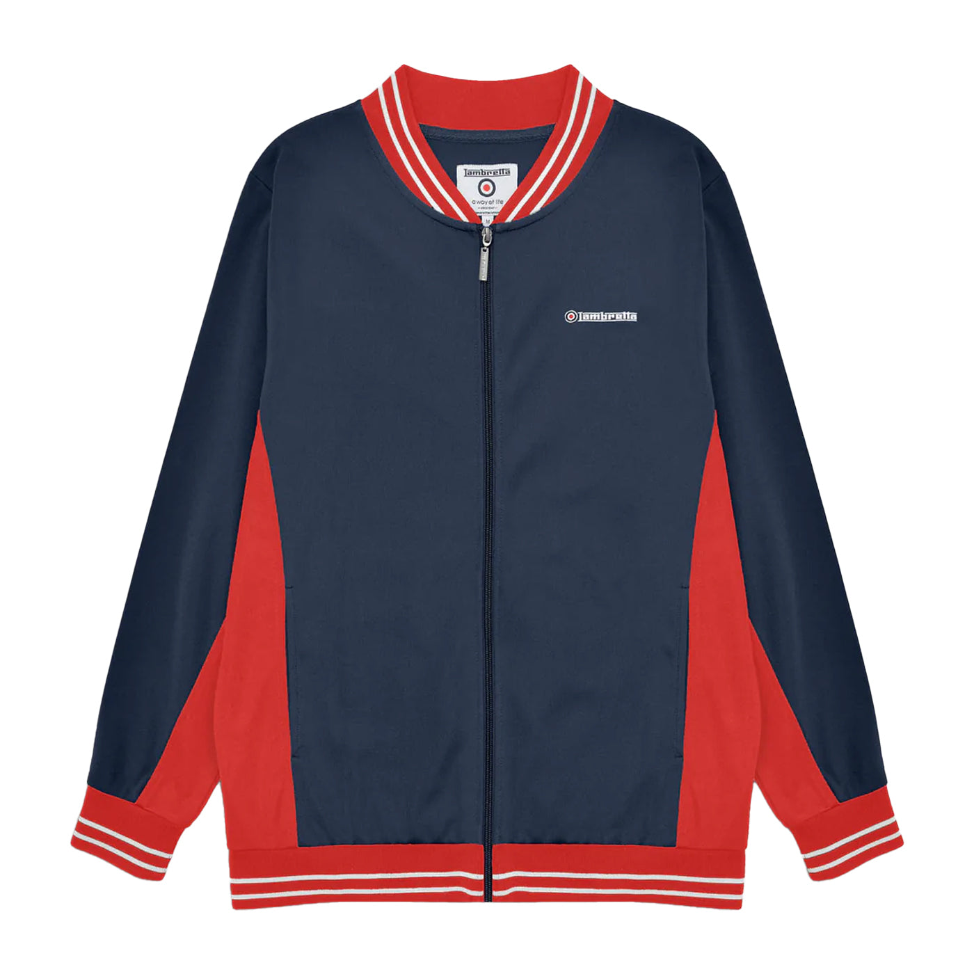 Navy-Red-White - Front - Lambretta Mens Vintage Track Jacket