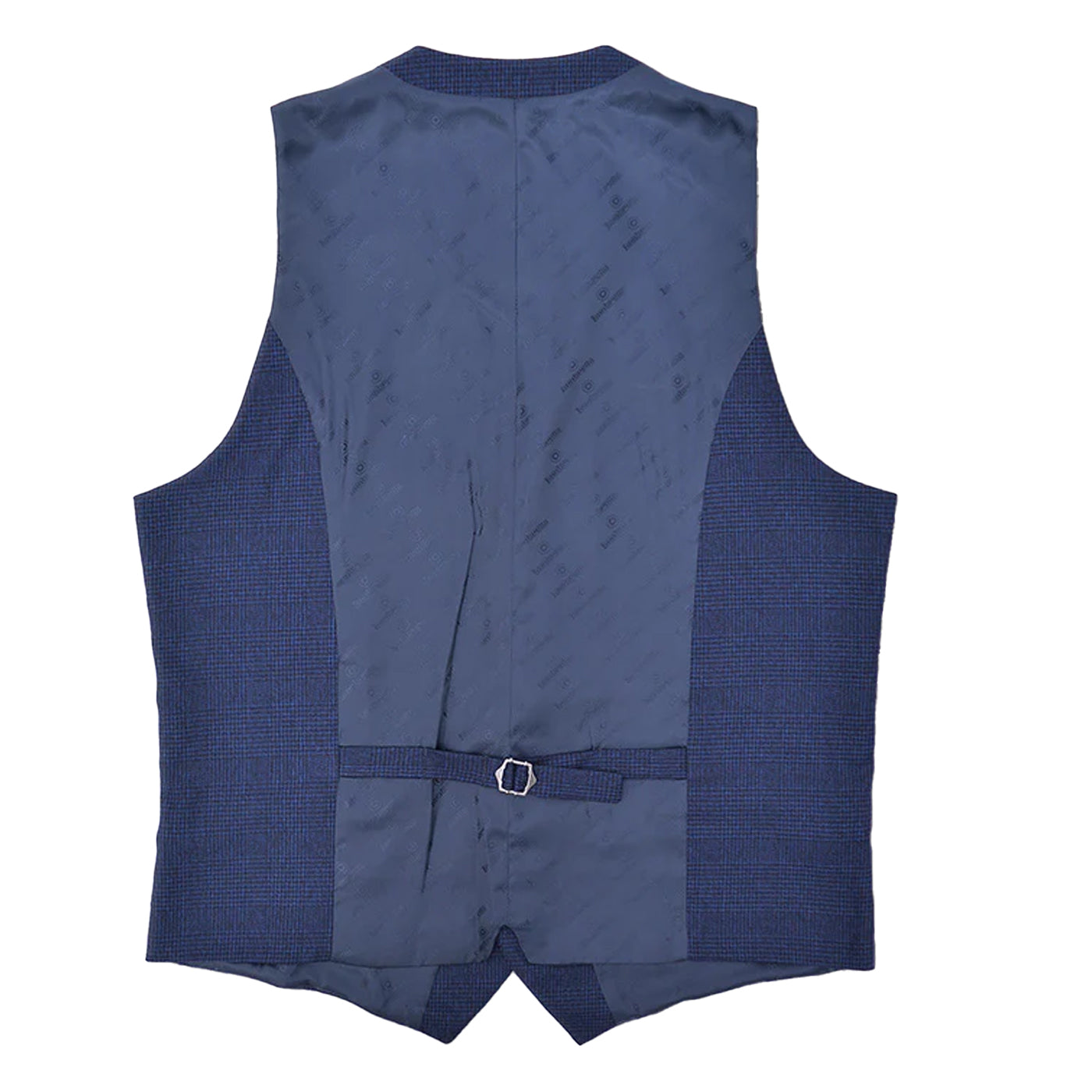 Navy - Back - Lambretta Mens Spencer Checked Waistcoat