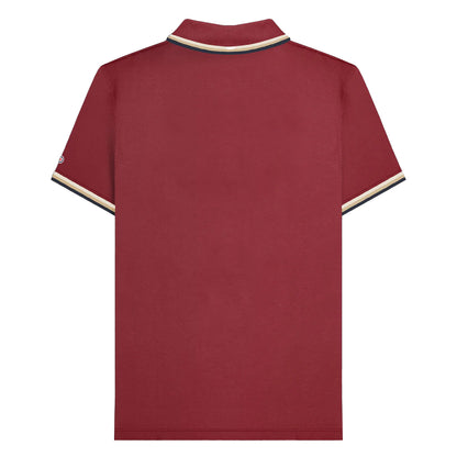 Burgundy-Cream-Navy - Back - Lambretta Mens Triple Tipped Polo Shirt