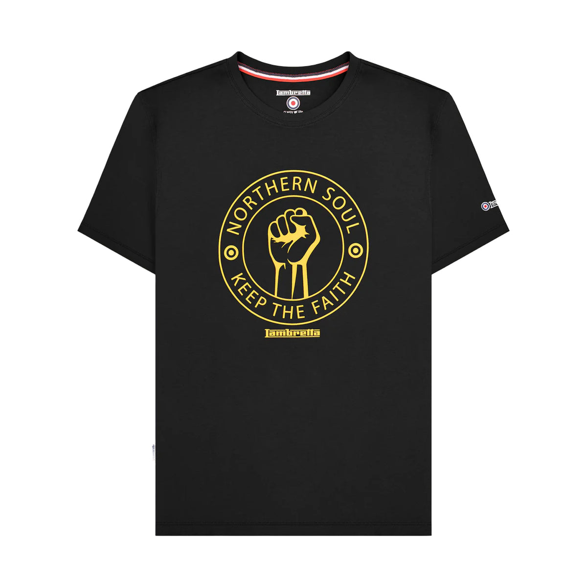 Black-Gold - Front - Lambretta Mens Northern Soul Big & Tall T-Shirt