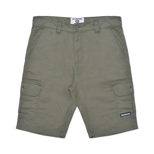 Khaki Green - Front - Lambretta Mens SS24 Cargo Shorts