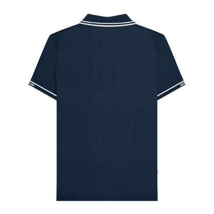 Navy - Back - Lambretta Mens SS25 Branded Sleeve Polo Shirt