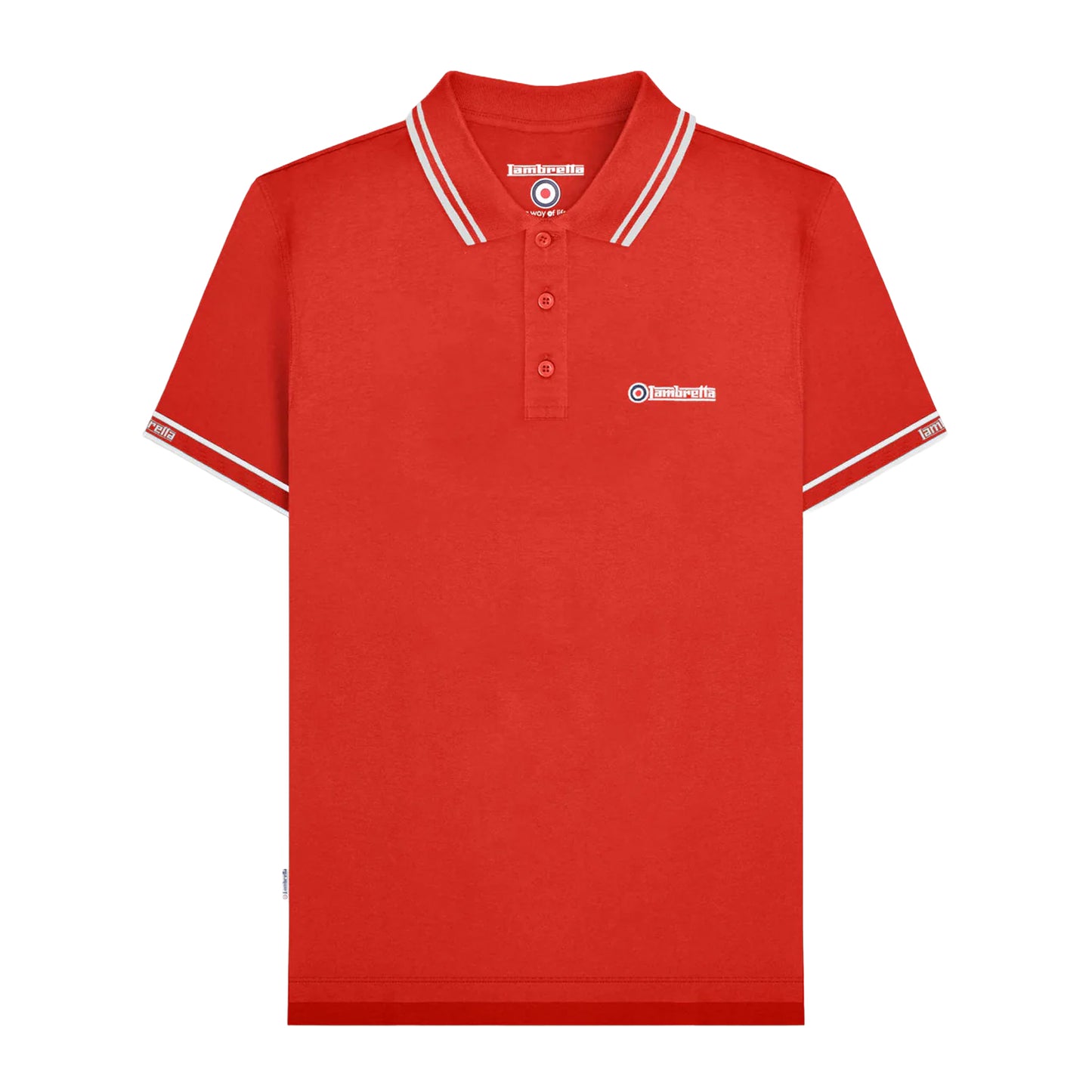 Red - Front - Lambretta Mens SS25 Branded Sleeve Polo Shirt