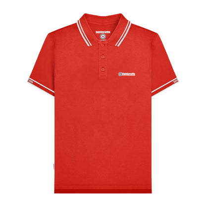 Red - Front - Lambretta Mens SS25 Branded Sleeve Polo Shirt
