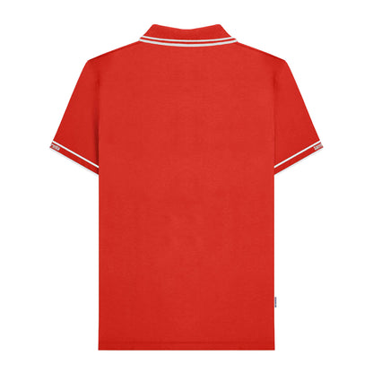 Red - Back - Lambretta Mens SS25 Branded Sleeve Polo Shirt