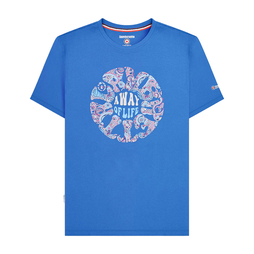 Dark Blue - Front - Lambretta Mens SS24 Paisley Roundel T-Shirt