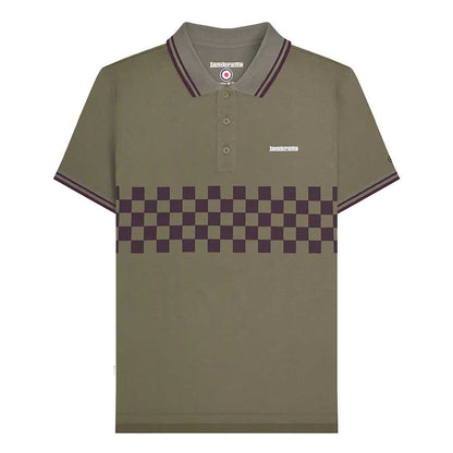 Khaki Green-Java Brown - Front - Lambretta Mens SS25 Two Tone Tipped Polo Shirt