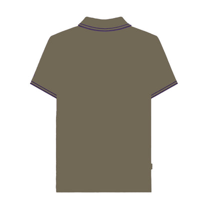 Khaki Green-Java Brown - Back - Lambretta Mens SS25 Two Tone Tipped Polo Shirt