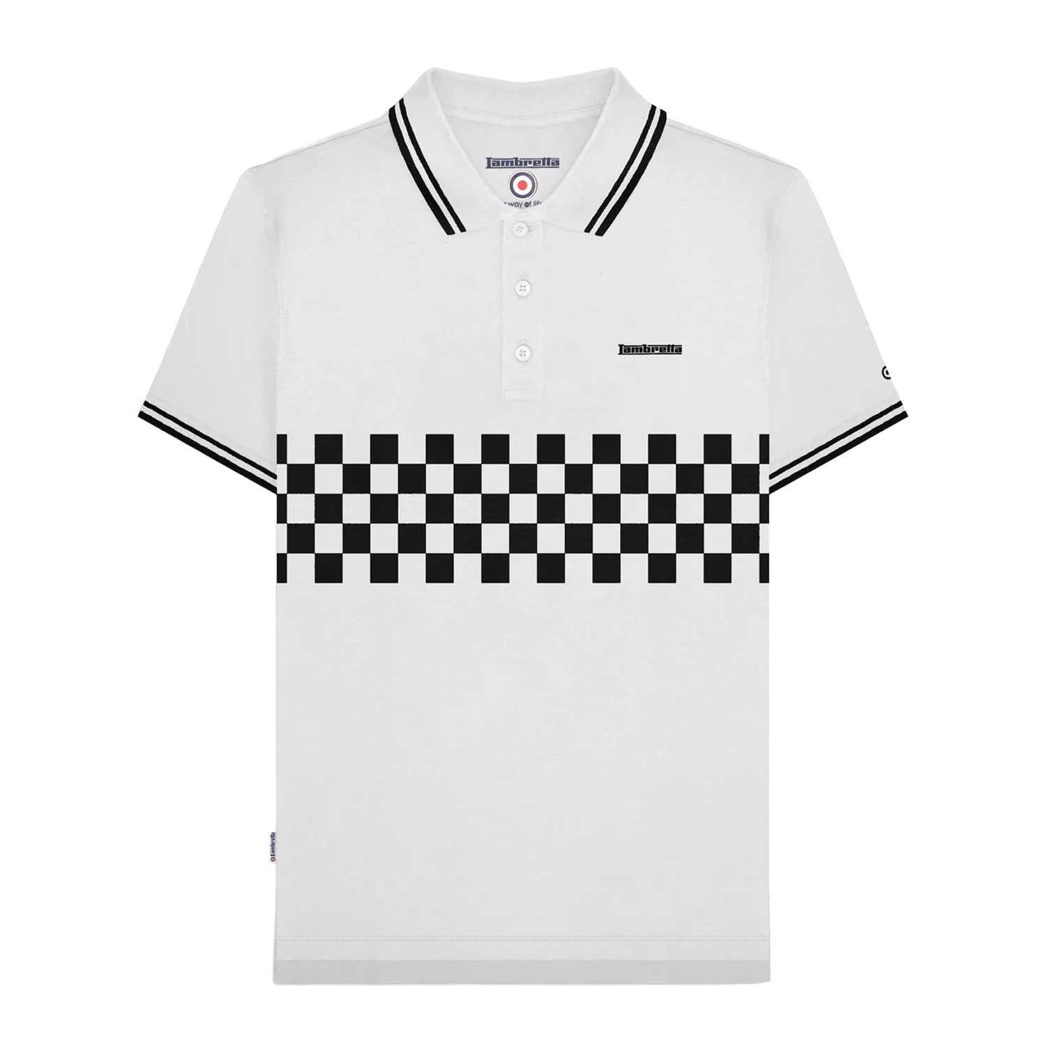 White-Black - Front - Lambretta Mens SS25 Two Tone Tipped Polo Shirt