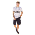White-Black - Side - Lambretta Mens SS25 Two Tone Tipped Polo Shirt