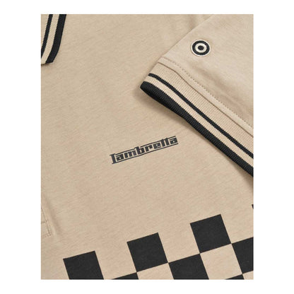 Stone-Black - Side - Lambretta Mens SS25 Two Tone Tipped Polo Shirt