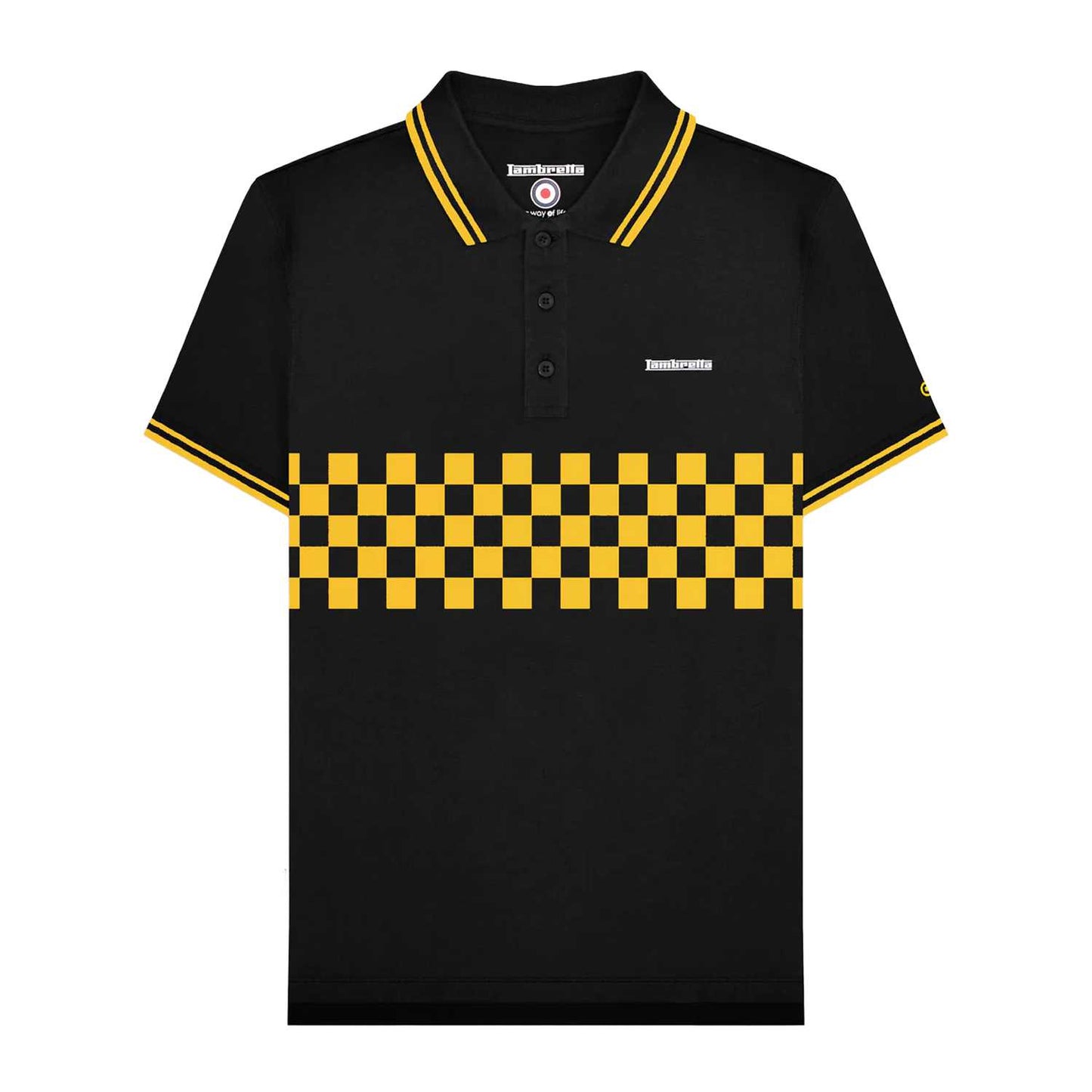 Black-Gold - Front - Lambretta Mens SS25 Two Tone Tipped Polo Shirt