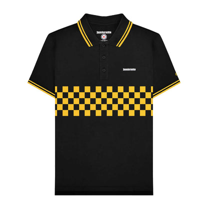 Black-Gold - Front - Lambretta Mens SS25 Two Tone Tipped Polo Shirt