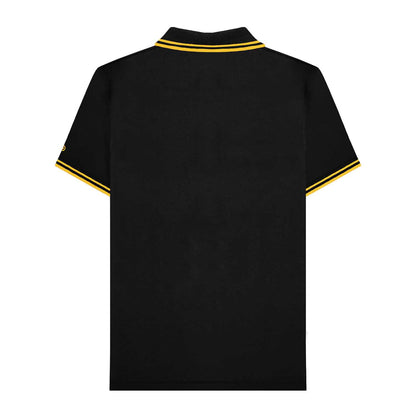 Black-Gold - Back - Lambretta Mens SS25 Two Tone Tipped Polo Shirt