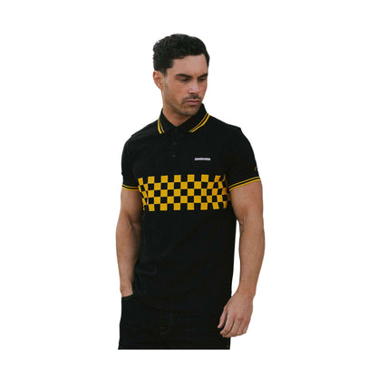 Black-Gold - Side - Lambretta Mens SS25 Two Tone Tipped Polo Shirt